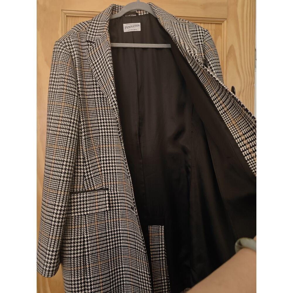 Pendleton Vintage NWOT Wool Blend Houndstooth Glen Plaid OverCoat XL Preppy Chic - Picture 4 of 9